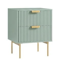 Richmond Ridged 2 Drawer Bedside Table, Matte Sage Green -Daals Store BSD 105 SAGE WB2
