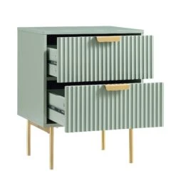 Richmond Ridged 2 Drawer Bedside Table, Matte Sage Green -Daals Store BSD 105 SAGE WB3