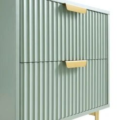 Richmond Ridged 2 Drawer Bedside Table, Matte Sage Green -Daals Store BSD 105 SAGE detail1