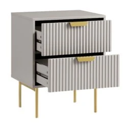 Richmond Ridged 2 Drawer Bedside Table, Matte Taupe -Daals Store BSD 105 TAUPE WB3