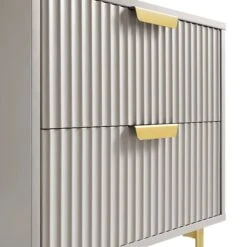 Richmond Ridged 2 Drawer Bedside Table, Matte Taupe -Daals Store BSD 105 TAUPE detail1