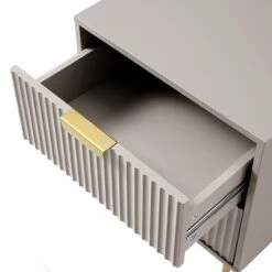 Richmond Ridged 2 Drawer Bedside Table, Matte Taupe -Daals Store BSD 105 TAUPE detail2