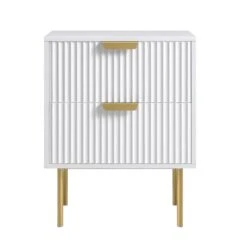 Richmond Ridged 2 Drawer Bedside Table, Matte White -Daals Store BSD 105 WHITE WB1 1