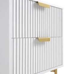 Richmond Ridged 2 Drawer Bedside Table, Matte White -Daals Store BSD 105 WHITE detail1 1