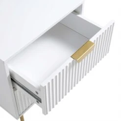Richmond Ridged 2 Drawer Bedside Table, Matte White -Daals Store BSD 105 WHITE detail2 1