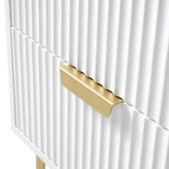 Richmond Ridged 2 Drawer Bedside Table, Matte White -Daals Store BSD 105 WHITE detail3