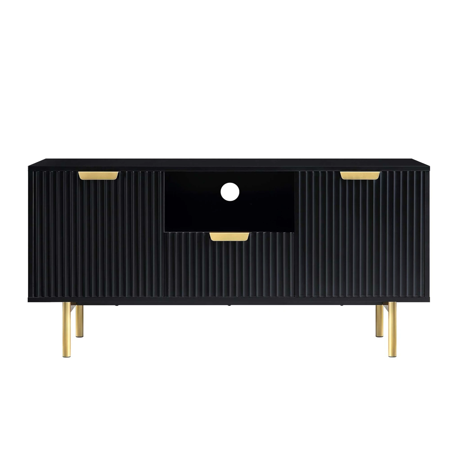 Richmond Ridged 120cm Wide TV Media Unit, Matte Black 3 Richmond Ridged 120cm Wide TV Media Unit, Matte Black - Image 3