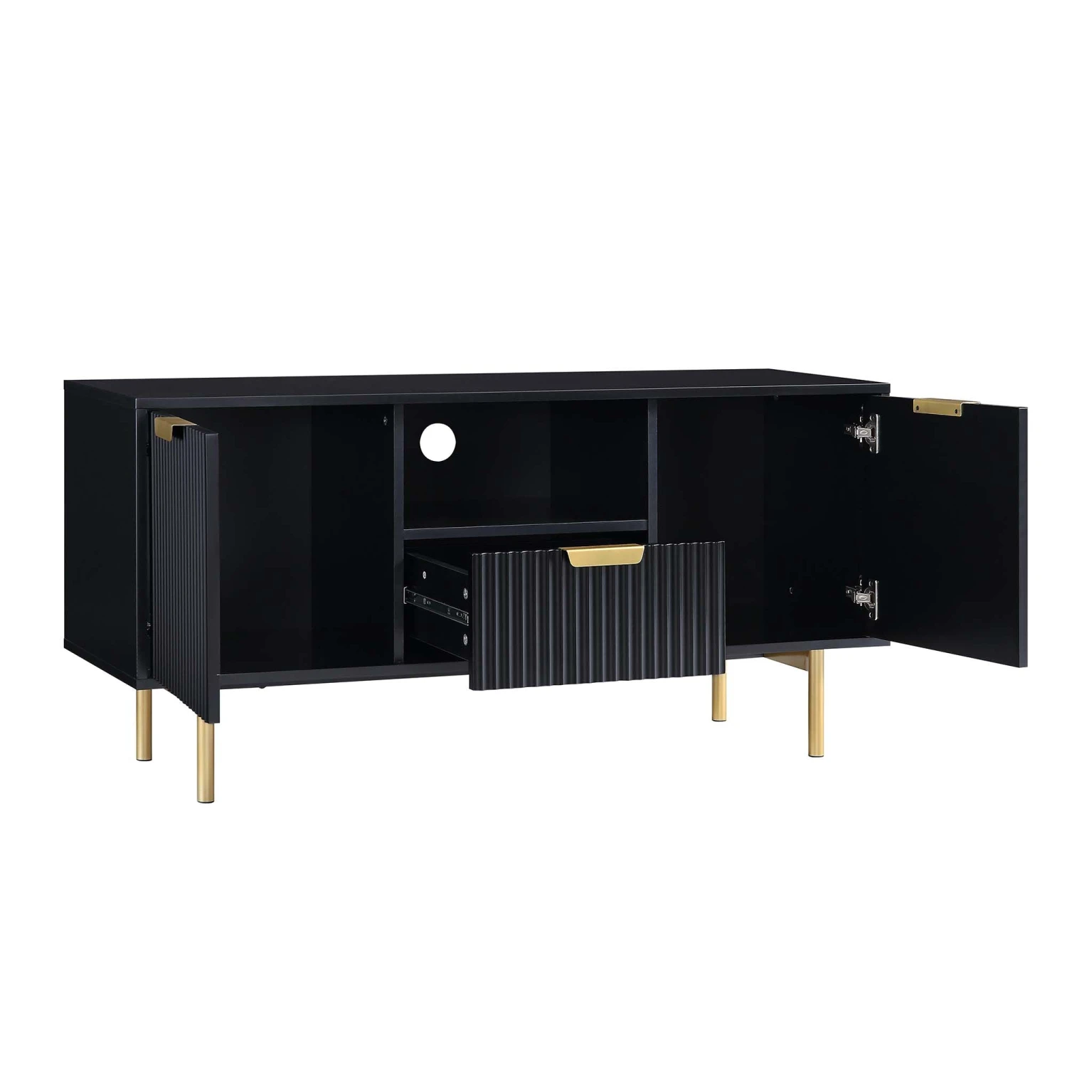 Richmond Ridged 120cm Wide TV Media Unit, Matte Black 6 Richmond Ridged 120cm Wide TV Media Unit, Matte Black - Image 6