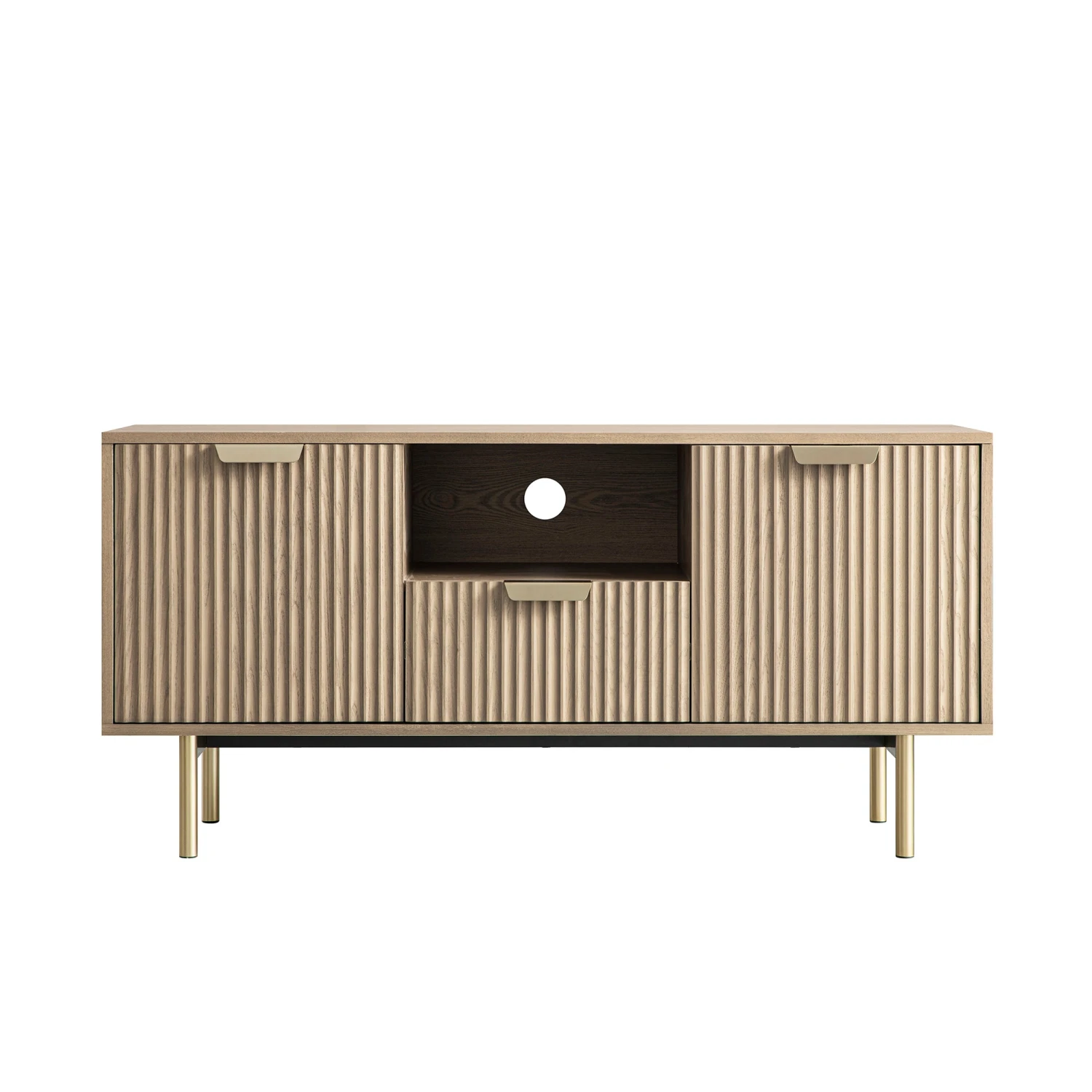 Richmond Ridged 120cm Wide TV Media Unit, Light Ash 1 Richmond Ridged 120cm Wide TV Media Unit, Light Ash