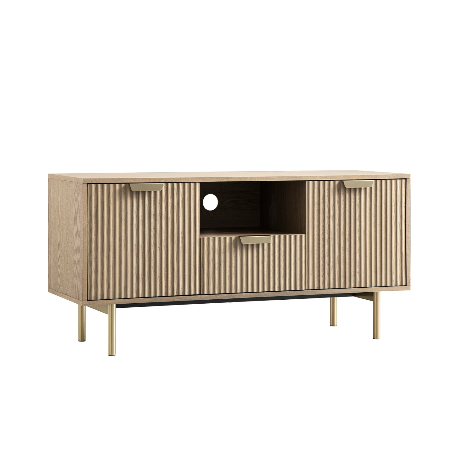 Richmond Ridged 120cm Wide TV Media Unit, Light Ash 2 Richmond Ridged 120cm Wide TV Media Unit, Light Ash - Image 2