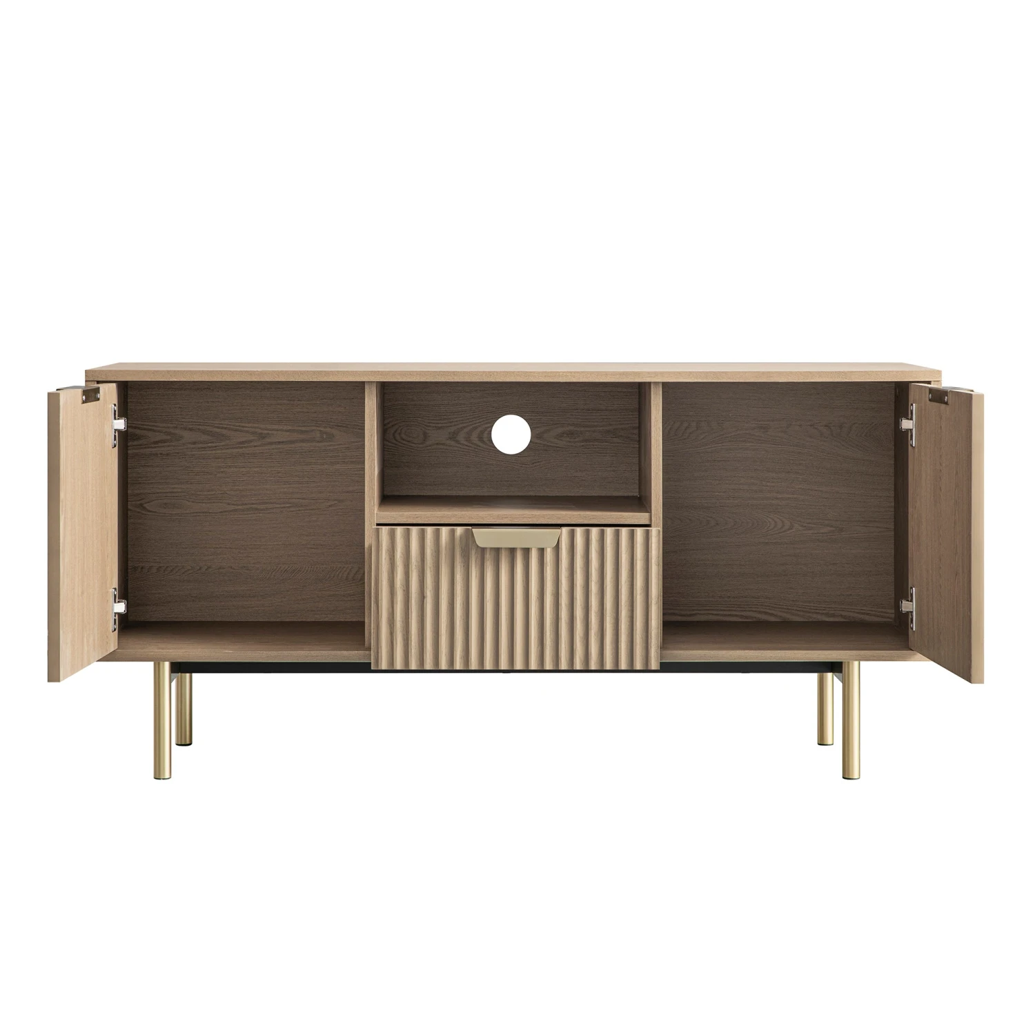 Richmond Ridged 120cm Wide TV Media Unit, Light Ash 5 Richmond Ridged 120cm Wide TV Media Unit, Light Ash - Image 5