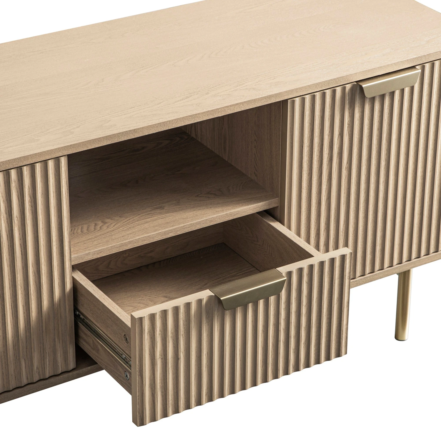 Richmond Ridged 120cm Wide TV Media Unit, Light Ash 8 Richmond Ridged 120cm Wide TV Media Unit, Light Ash - Image 8