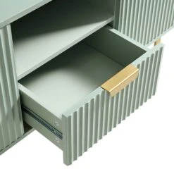 Richmond 120cm Ridged TV Media Unit in Matte Sage Green – Contemporary Ribbed Cabinet with Gold Accents -Daals Store BSD 106 SAGE detail2