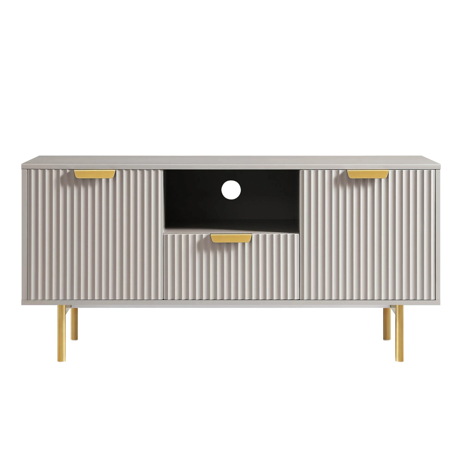 Richmond Ridged 120cm Wide TV Media Unit, Matte Taupe 4 Richmond Ridged 120cm Wide TV Media Unit, Matte Taupe - Image 4