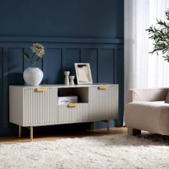 Richmond Ridged 120cm Wide TV Media Unit, Matte Taupe