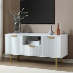 Richmond Ridged 120cm Wide TV Media Unit, Matte White