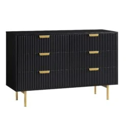 Richmond Ridged Wide Chest Of 6 Drawers, Matte Black 15 Richmond Ridged Wide Chest Of 6 Drawers, Matte Black -Daals Store BSD 107 BLACK WB2