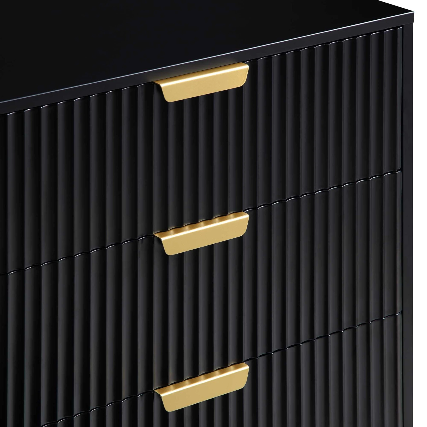 Richmond Ridged Wide Chest Of 6 Drawers, Matte Black 9 Richmond Ridged Wide Chest Of 6 Drawers, Matte Black - Image 9