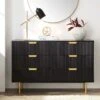 Richmond Ridged Wide Chest Of 6 Drawers, Matte Black -Daals Store BSD 107 BLACK main