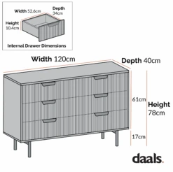 Richmond Ridged Wide Chest Of 6 Drawers, Dark Ash 11 Richmond Ridged Wide Chest Of 6 Drawers, Dark Ash -Daals Store BSD 107 CHART 4