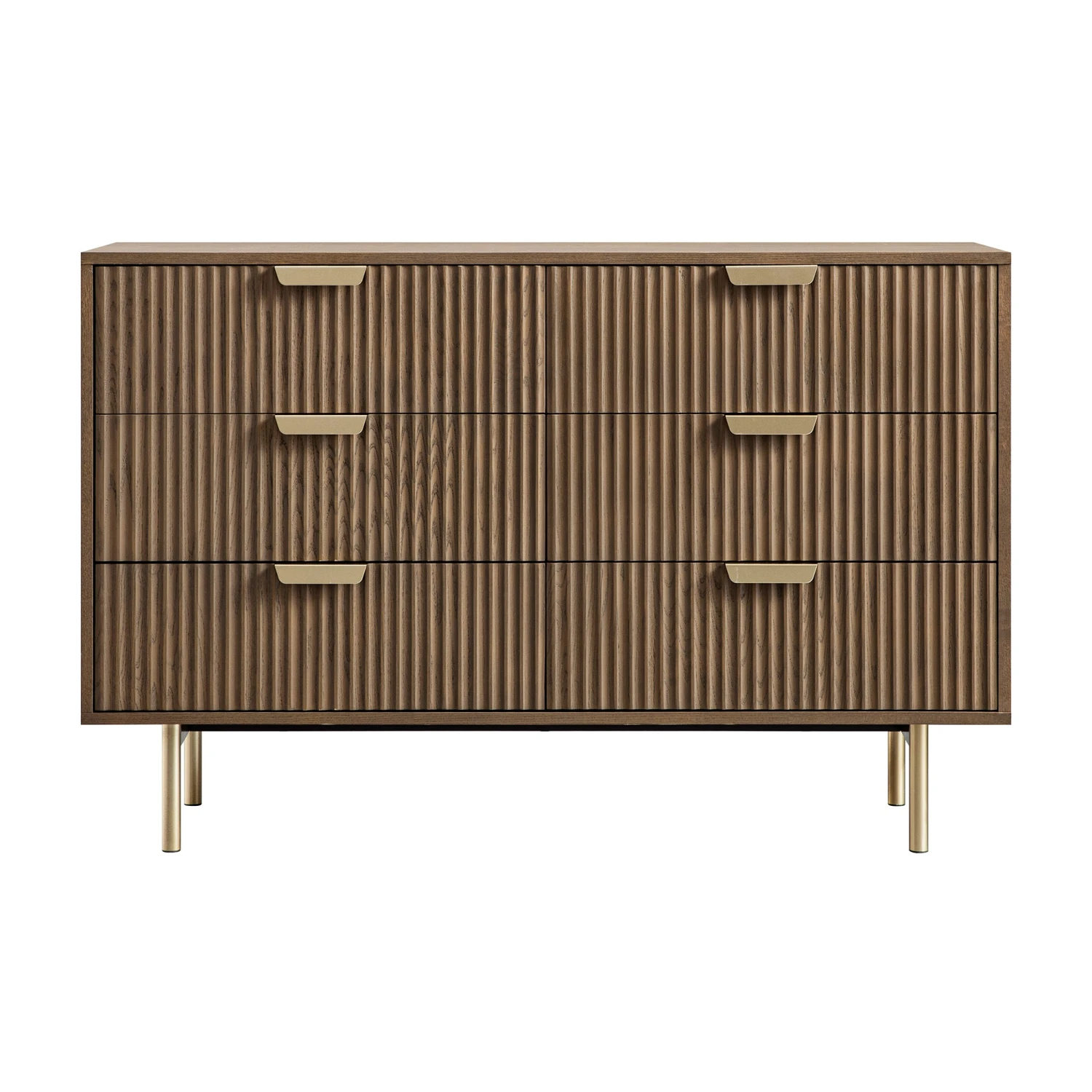 Richmond Ridged Wide Chest Of 6 Drawers, Dark Ash 1 Richmond Ridged Wide Chest Of 6 Drawers, Dark Ash