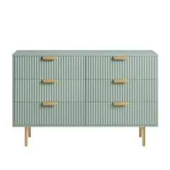 Richmond Ridged Wide Chest Of 6 Drawers, Matte Sage Green 14 Richmond Ridged Wide Chest Of 6 Drawers, Matte Sage Green -Daals Store BSD 107 SAGE WB1