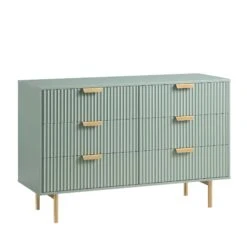 Richmond Ridged Wide Chest Of 6 Drawers, Matte Sage Green 15 Richmond Ridged Wide Chest Of 6 Drawers, Matte Sage Green -Daals Store BSD 107 SAGE WB2