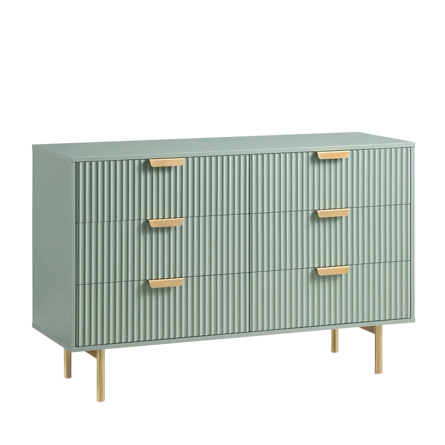 Richmond Ridged Wide Chest Of 6 Drawers, Matte Sage Green 4 Richmond Ridged Wide Chest Of 6 Drawers, Matte Sage Green - Image 4