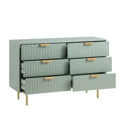 Richmond Ridged Wide Chest Of 6 Drawers, Matte Sage Green 17 Richmond Ridged Wide Chest Of 6 Drawers, Matte Sage Green -Daals Store BSD 107 SAGE WB3
