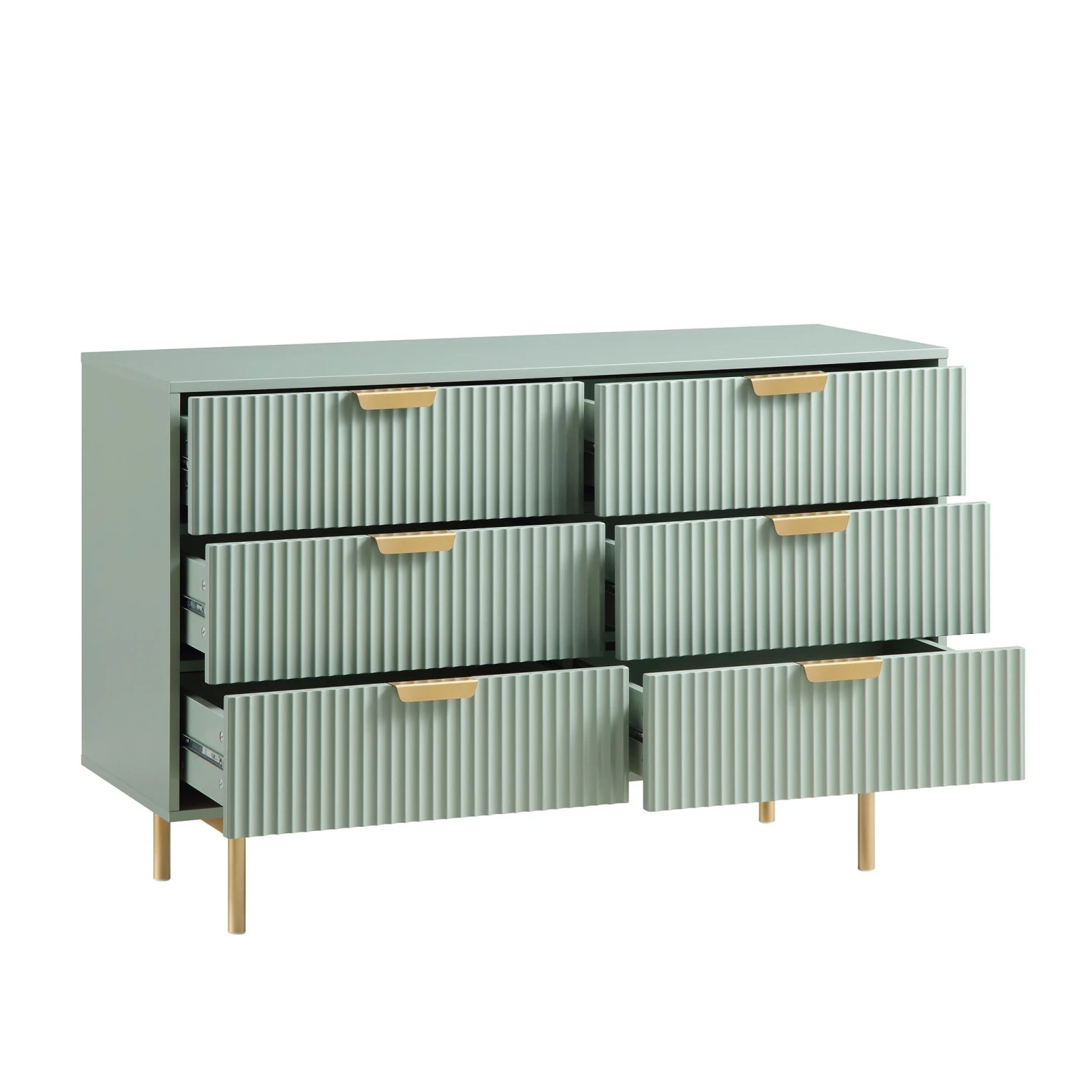 Richmond Ridged Wide Chest Of 6 Drawers, Matte Sage Green 6 Richmond Ridged Wide Chest Of 6 Drawers, Matte Sage Green - Image 6