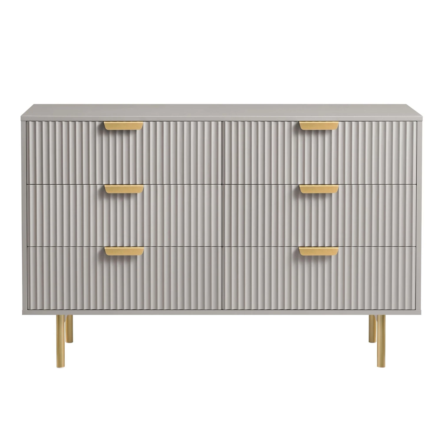 Richmond Ridged Wide Chest Of 6 Drawers, Matte Taupe 4 Richmond Ridged Wide Chest Of 6 Drawers, Matte Taupe - Image 4