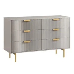 Richmond Ridged Wide Chest Of 6 Drawers, Matte Taupe 19 Richmond Ridged Wide Chest Of 6 Drawers, Matte Taupe -Daals Store BSD 107 TAUPE WB3