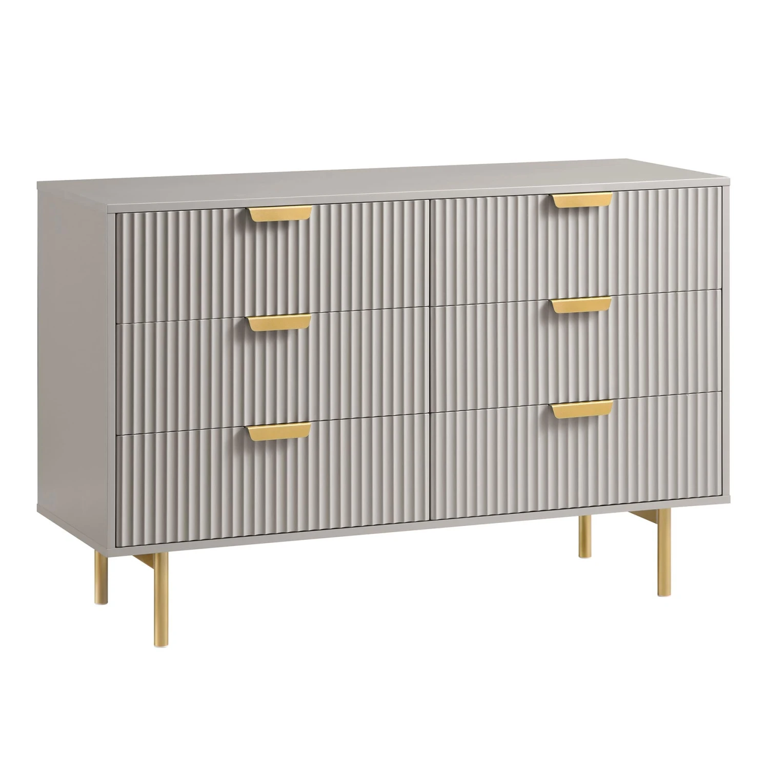 Richmond Ridged Wide Chest Of 6 Drawers, Matte Taupe 7 Richmond Ridged Wide Chest Of 6 Drawers, Matte Taupe - Image 7