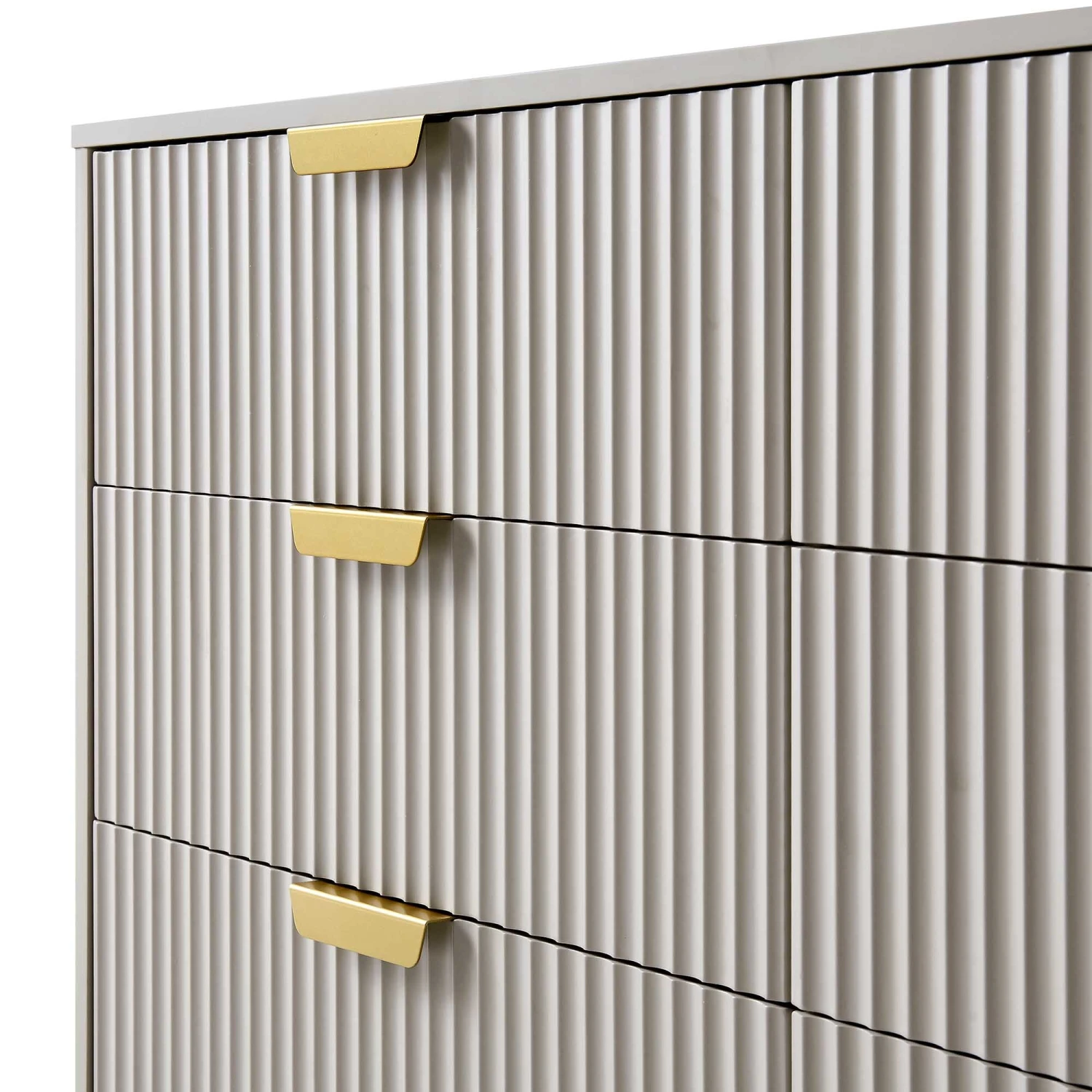 Richmond Ridged Wide Chest Of 6 Drawers, Matte Taupe 10 Richmond Ridged Wide Chest Of 6 Drawers, Matte Taupe - Image 10