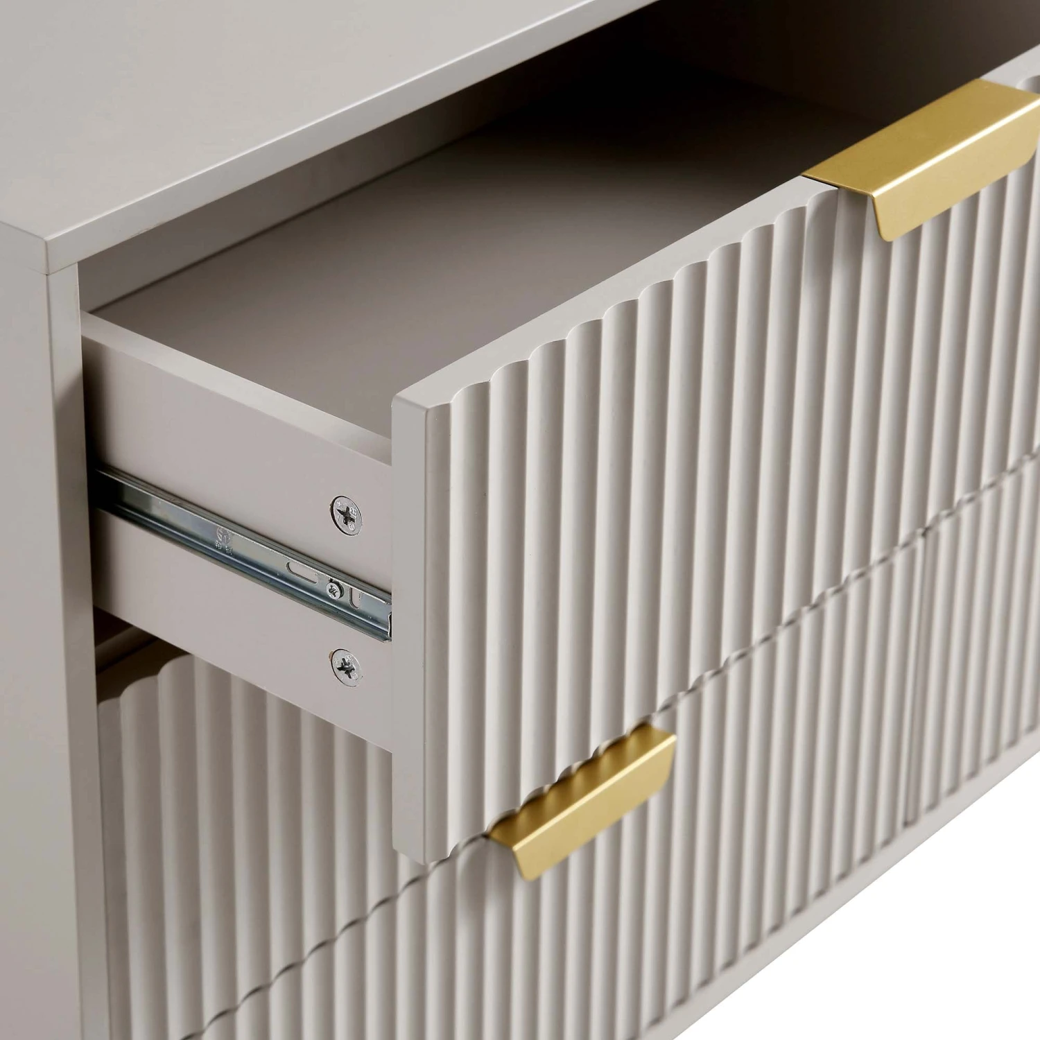 Richmond Ridged Wide Chest Of 6 Drawers, Matte Taupe 11 Richmond Ridged Wide Chest Of 6 Drawers, Matte Taupe - Image 11