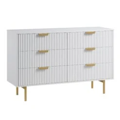 Richmond Ridged Wide Chest Of 6 Drawers, Matte White 15 Richmond Ridged Wide Chest Of 6 Drawers, Matte White -Daals Store BSD 107 WHITE WB2