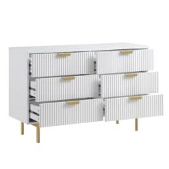 Richmond Ridged Wide Chest Of 6 Drawers, Matte White 17 Richmond Ridged Wide Chest Of 6 Drawers, Matte White -Daals Store BSD 107 WHITE WB3