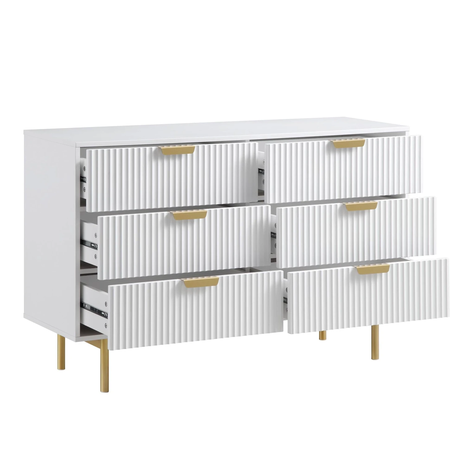 Richmond Ridged Wide Chest Of 6 Drawers, Matte White 6 Richmond Ridged Wide Chest Of 6 Drawers, Matte White - Image 6