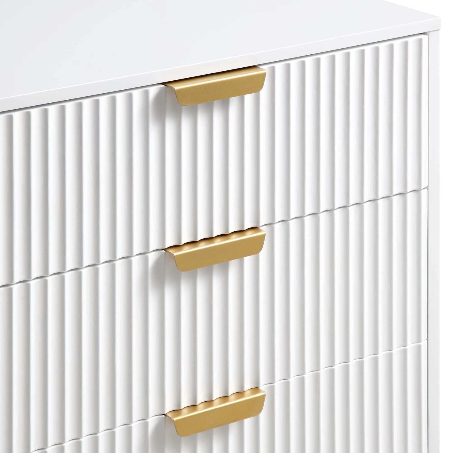 Richmond Ridged Wide Chest Of 6 Drawers, Matte White 9 Richmond Ridged Wide Chest Of 6 Drawers, Matte White - Image 9