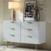 Richmond Ridged Wide Chest Of 6 Drawers, Matte White 28 Richmond Ridged Wide Chest Of 6 Drawers, Matte White -Daals Store BSD 107 WHITE main