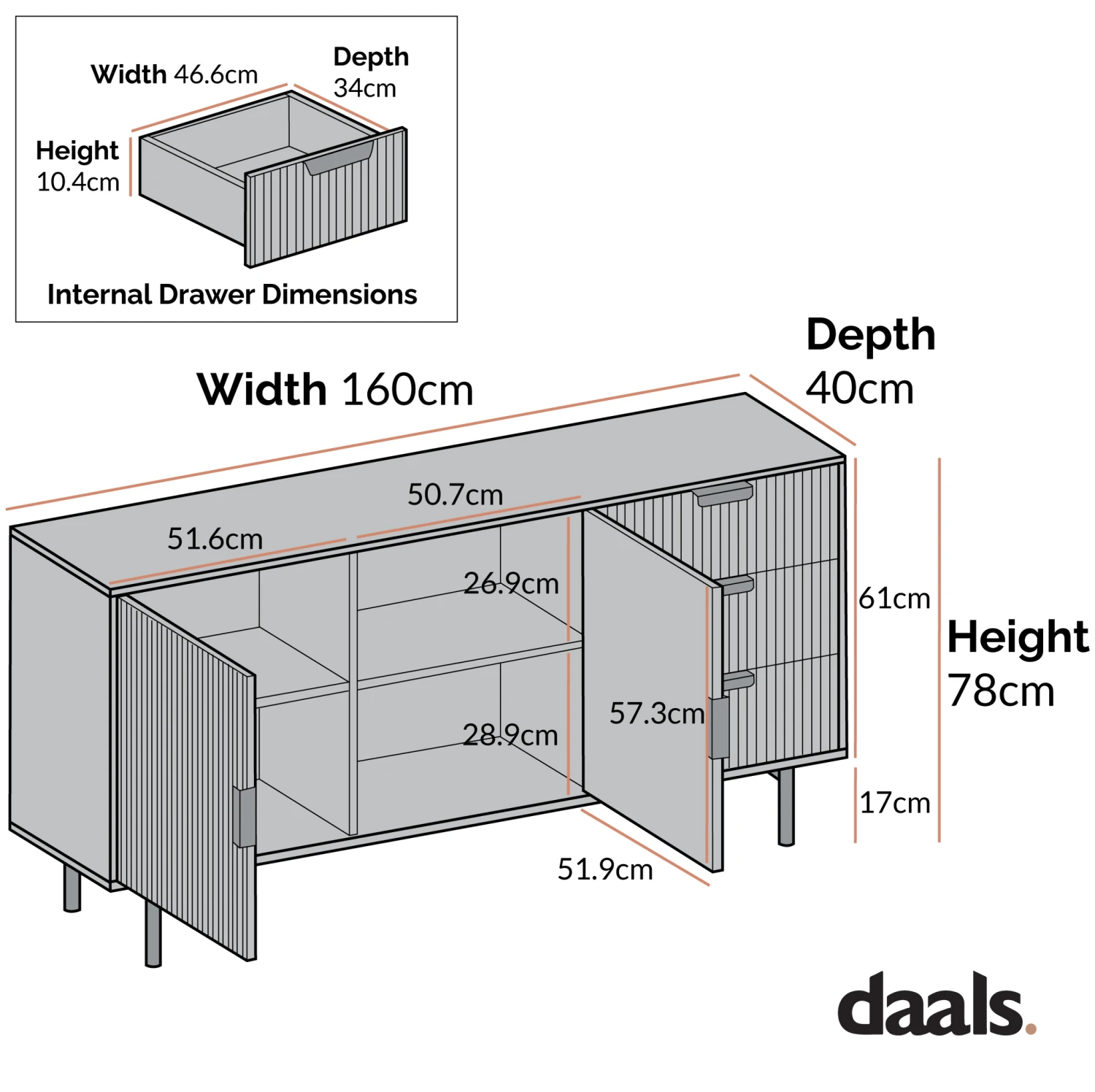 Richmond Ridged Large Sideboard, Light Ash 3 Richmond Ridged Large Sideboard, Light Ash - Image 3
