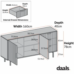 Richmond Ridged Large Sideboard, Dark Ash 25 Richmond Ridged Large Sideboard, Dark Ash -Daals Store BSD 108 CHART 4