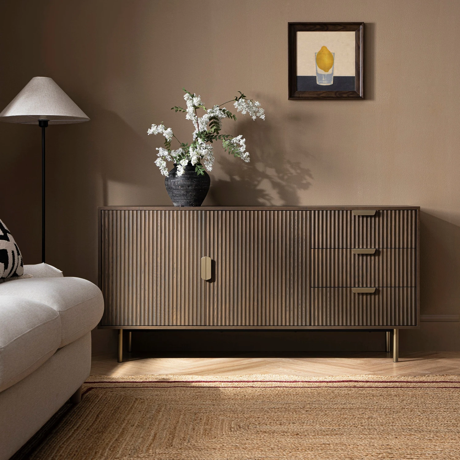 Richmond Ridged Large Sideboard, Dark Ash 1 Richmond Ridged Large Sideboard, Dark Ash