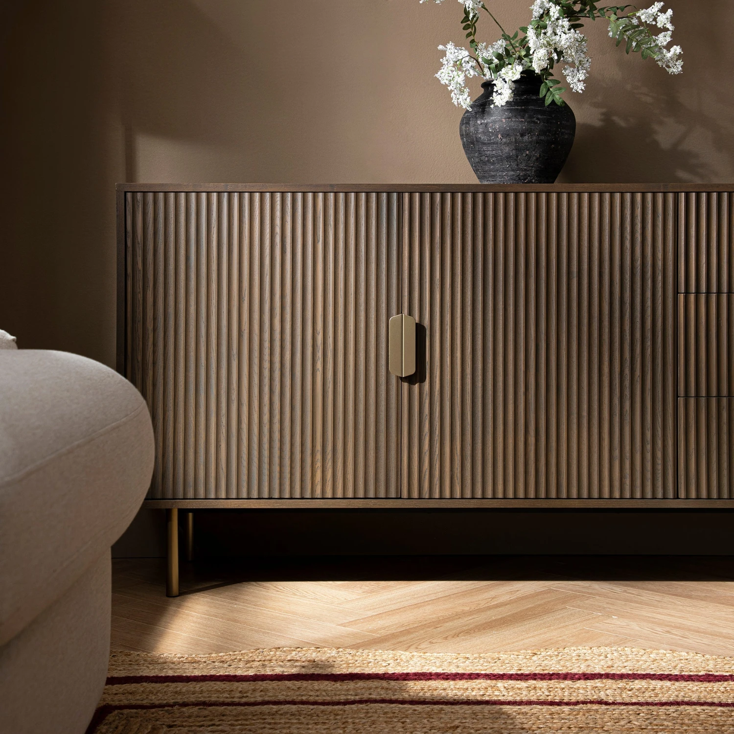 Richmond Ridged Large Sideboard, Dark Ash 5 Richmond Ridged Large Sideboard, Dark Ash - Image 5