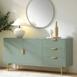 Richmond Ridged Large Sideboard, Matte Sage Green