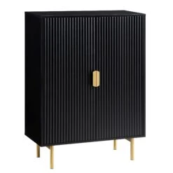 Richmond Ridged Highboard Storage Cabinet, Matte Black 14 Richmond Ridged Highboard Storage Cabinet, Matte Black -Daals Store BSD 109 BLACK WB2