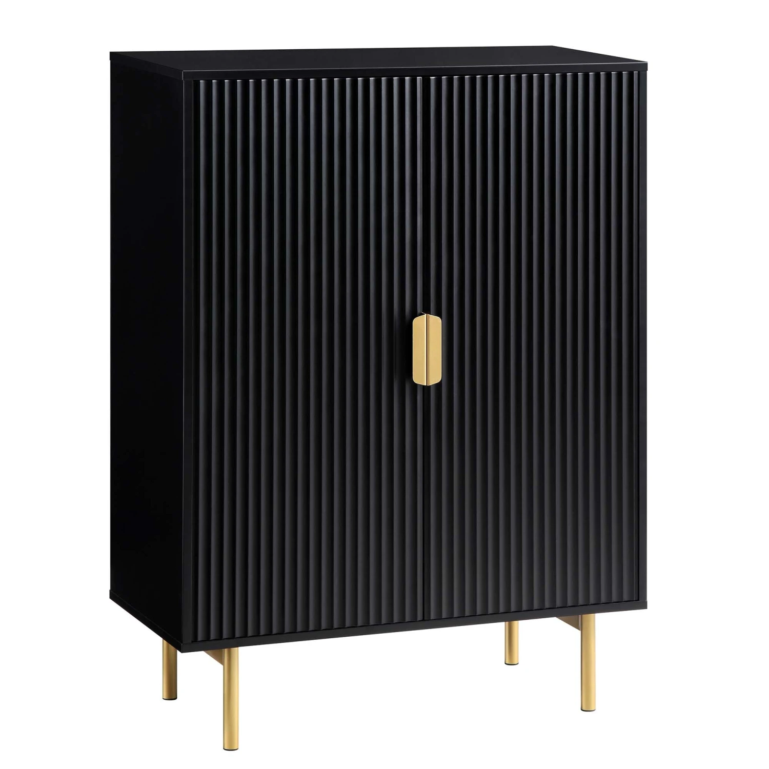 Richmond Ridged Highboard Storage Cabinet, Matte Black 4 Richmond Ridged Highboard Storage Cabinet, Matte Black - Image 4