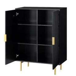 Richmond Ridged Highboard Storage Cabinet, Matte Black 16 Richmond Ridged Highboard Storage Cabinet, Matte Black -Daals Store BSD 109 BLACK WB3
