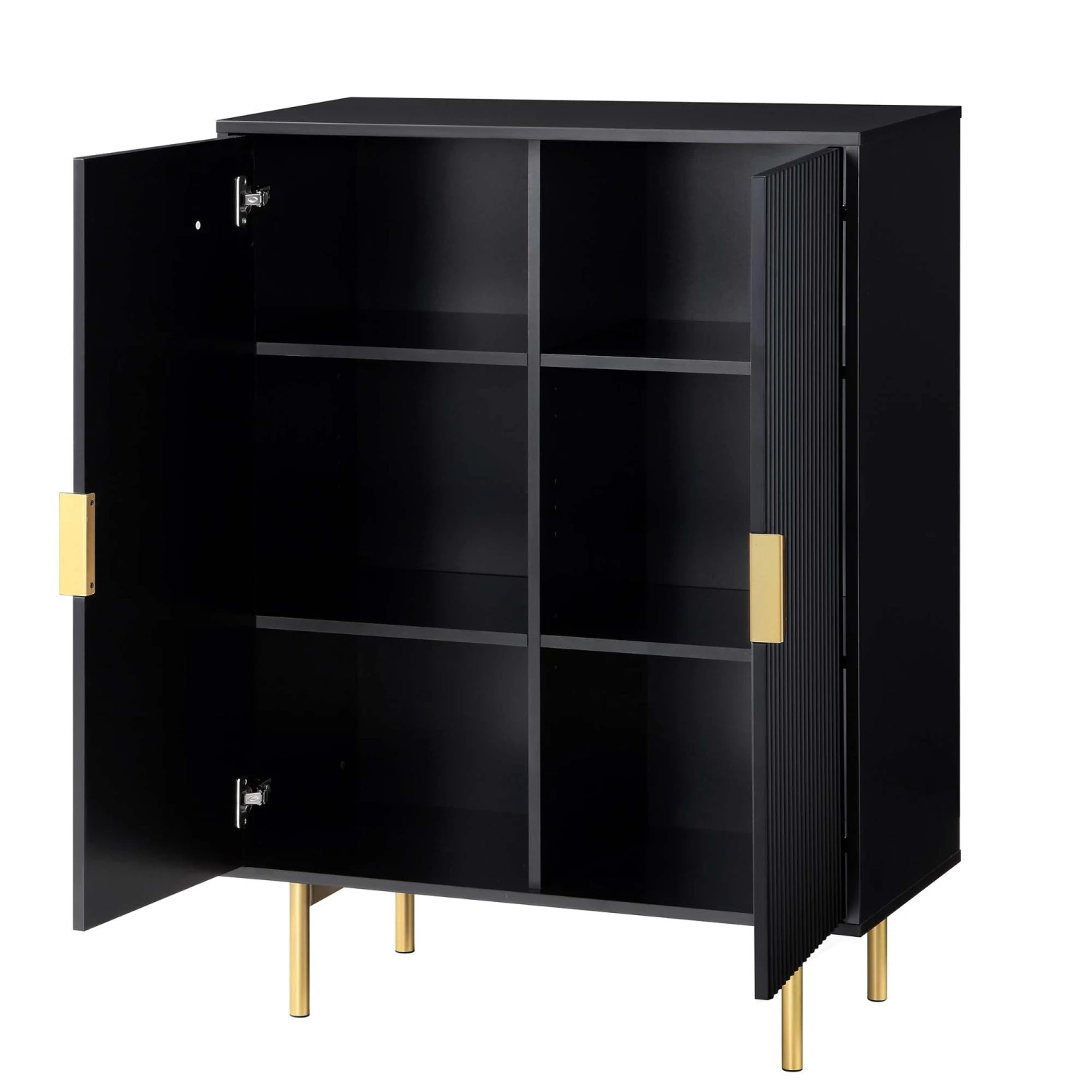 Richmond Ridged Highboard Storage Cabinet, Matte Black 6 Richmond Ridged Highboard Storage Cabinet, Matte Black - Image 6