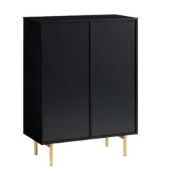 Richmond Ridged Highboard Storage Cabinet, Matte Black 18 Richmond Ridged Highboard Storage Cabinet, Matte Black -Daals Store BSD 109 BLACK WB5